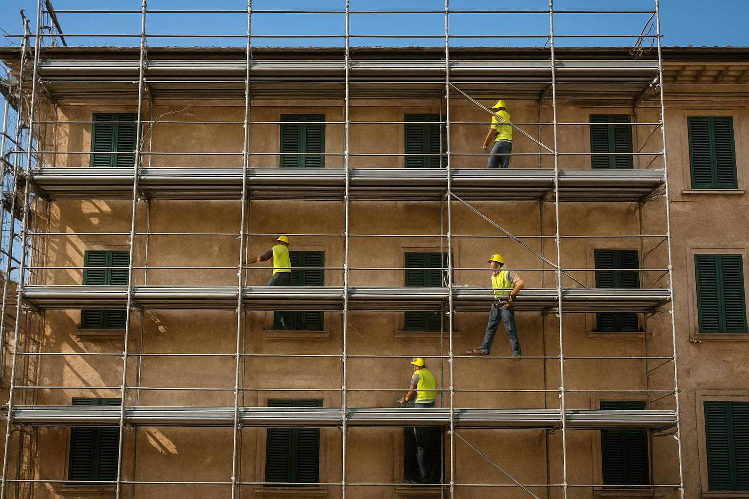Facciata condominiale in ristrutturazione, comodato d'uso gratuito