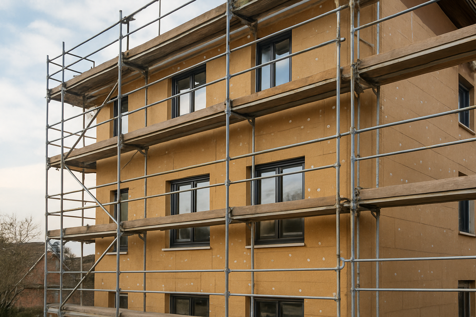 Edificio in ristrutturazione per riqualificazione energetica immobili